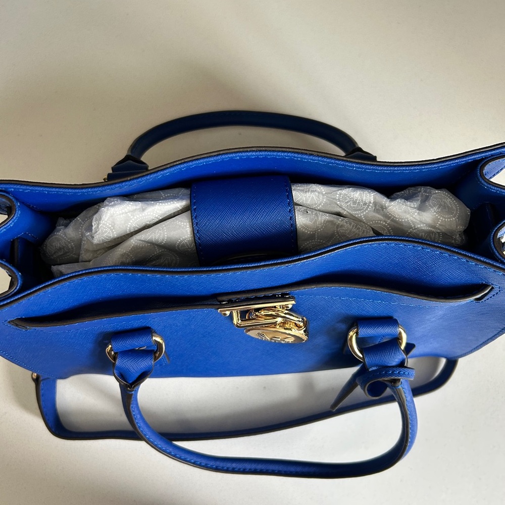Michael Kors Sapphire Hamilton Satchel with Gold Hardware - Picture 6 of 9